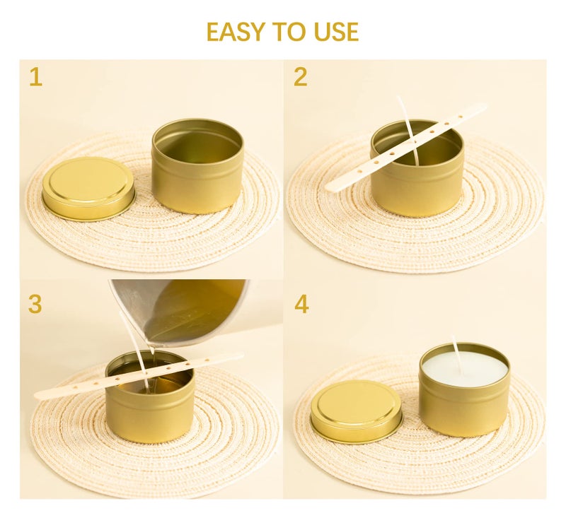Aroparc Gold Candle Tins 4oz with Lids, 24 Piece Candle Containers, Bulk Candle Jars for Candle Making - Gold - Image 5
